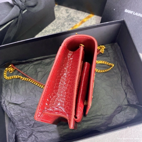 Tony Luxuries IN SHINY SUNSET LEATHER YSL CROCODILE-EMBOSSED 0716